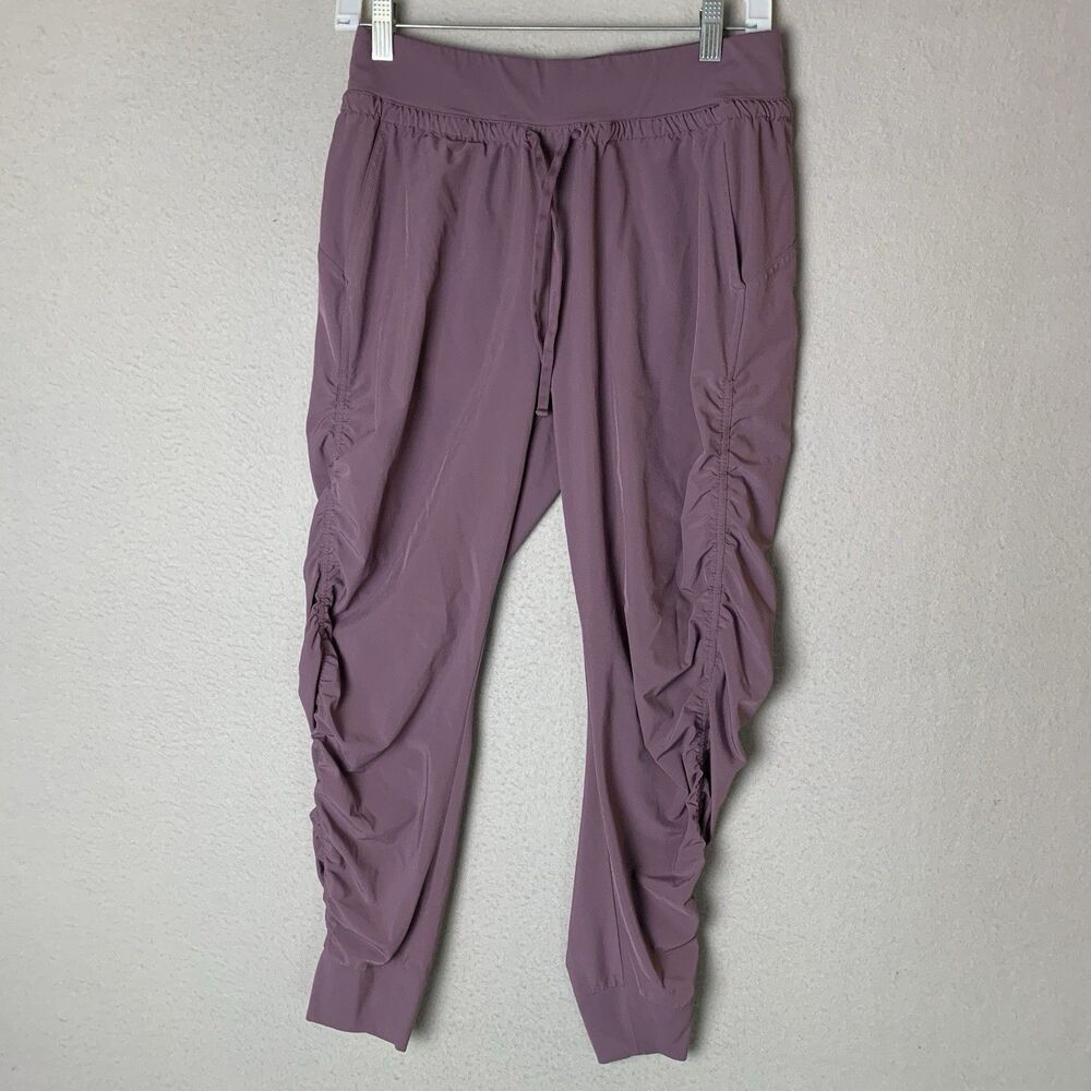Athleta Attitude Jogger Pant Women 4 Purple Drawstring Ruched Preppy Dance